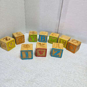 VTG Baby Unbranded Learning Toys One Size Brown Multicolor Alphabet Blocks